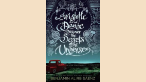 gay romance book cover for aristotle and dante discover the secrets of the universe and first love