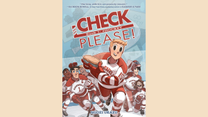 gay romance book cover for check please with college hockey baking friendship and sweet love story