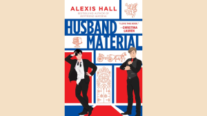 gay romance book cover for husband material with weddings commitment pressure and queer happiness