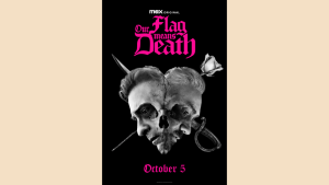 gay romance show poster for our flag means death with pirate comedy queer love and found family