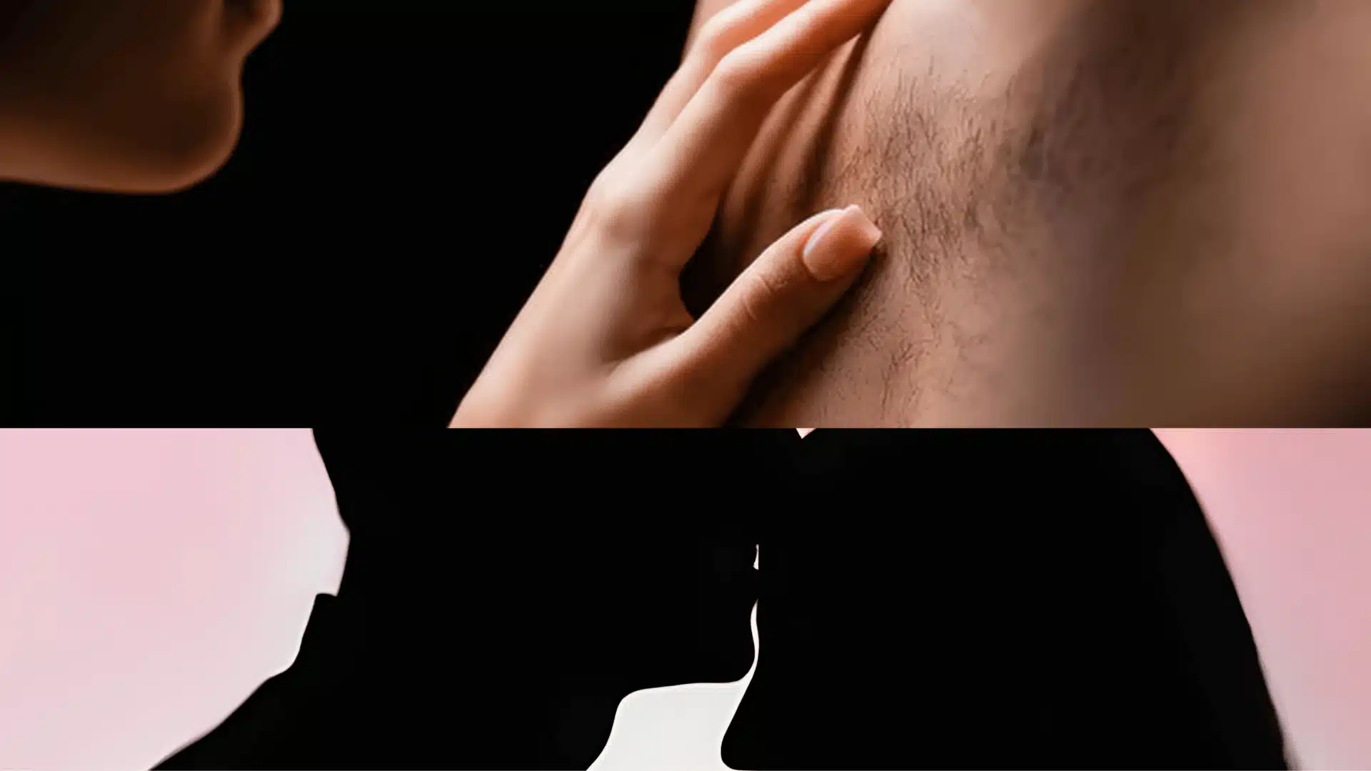 An example of types of intimacy, showing a gentle touch and a silhouette of a couple