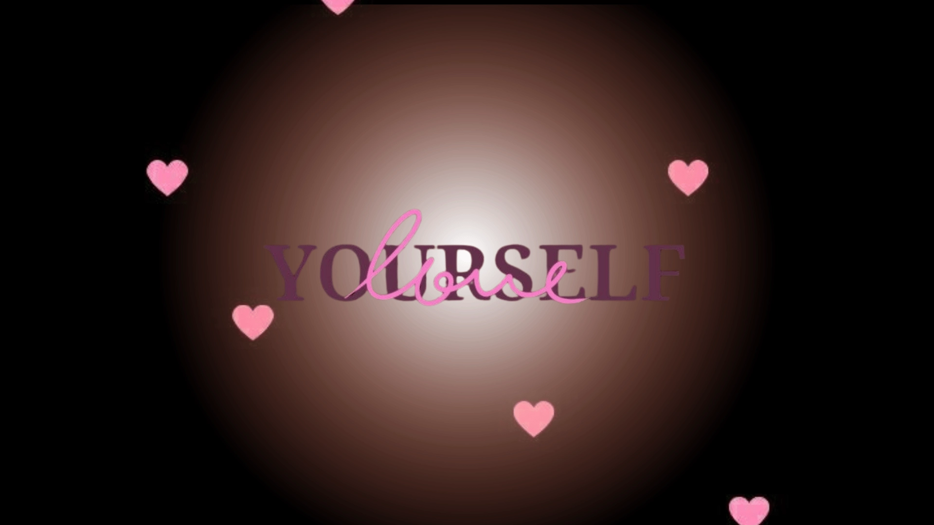 "Love yourself" text surrounded by floating pink hearts, showing why is self-love important